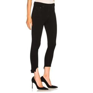 Rag & Bone 10 Inch Capri Raw Step Hem Skinny Jeans in Black Hampton - Size 25